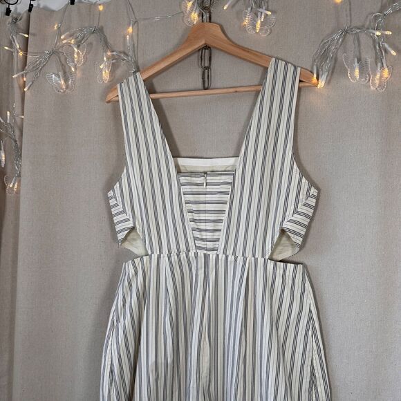Madewell Cutout Striped Sundress Cream and Black Size 10 - Picture 9 of 15